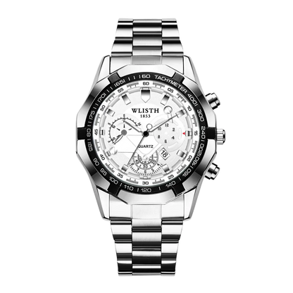 Relógio Masculino Original Esportivo Quartz com Calendário Pulseira de Aço à Prova d'Água Luminosa Multifuncional Relógio Quartz Reloj Hombre