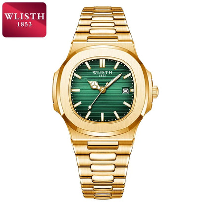 Wlisth relógios masculinos negócios relógios de quartzo moda relógio masculino luminoso à prova dwaterproof água esporte relógios masculino relógio de pulso de aço inoxidável