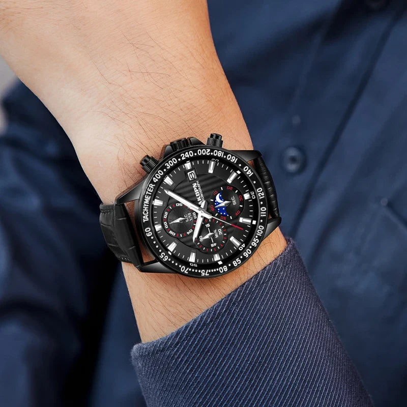 Relógios masculinos relógio de quartzo multifuncional cronógrafo relógios masculino à prova dwaterproof água ponteiro luminoso relógios reloj hombre
