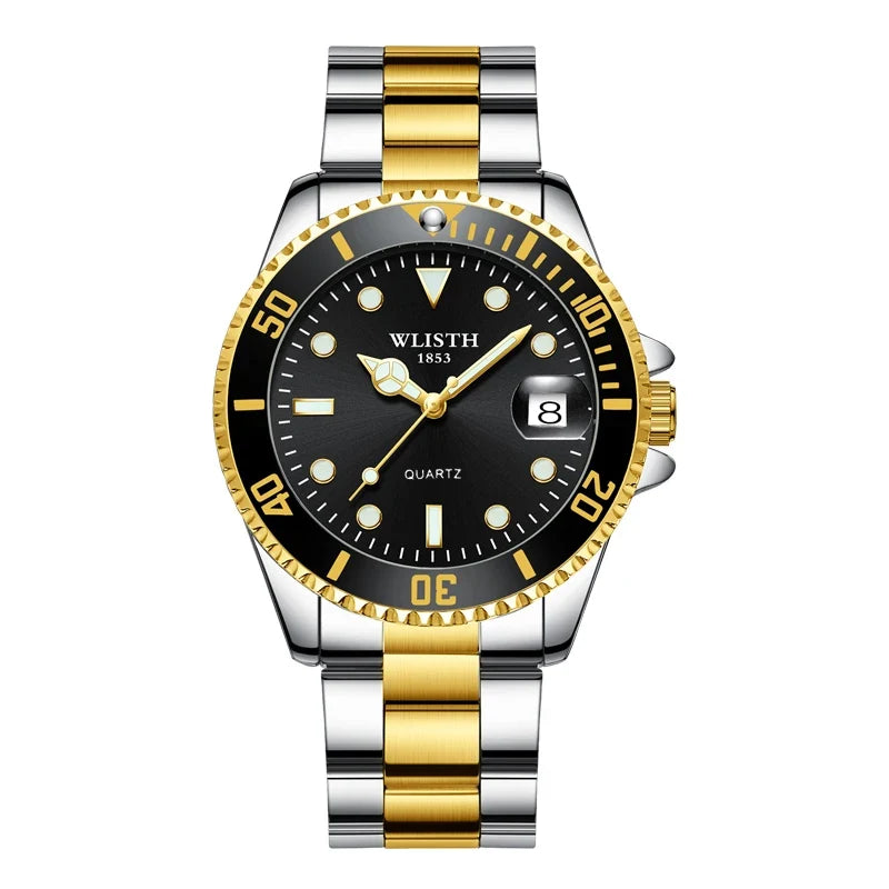 Relógio Masculino Clássico Vermelho e Azul com Lente de Aumento à Prova d'Água, Relógio Esportivo com Data, Relógio de Pulso Quartz Masculino