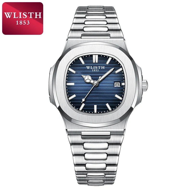 Wlisth relógios masculinos negócios relógios de quartzo moda relógio masculino luminoso à prova dwaterproof água esporte relógios masculino relógio de pulso de aço inoxidável