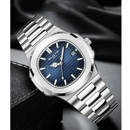 Wlisth relógios masculinos negócios relógios de quartzo moda relógio masculino luminoso à prova dwaterproof água esporte relógios masculino relógio de pulso de aço inoxidável