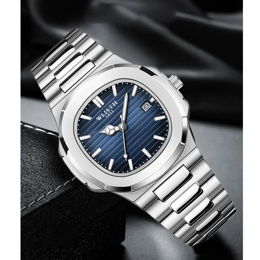Wlisth relógios masculinos negócios relógios de quartzo moda relógio masculino luminoso à prova dwaterproof água esporte relógios masculino relógio de pulso de aço inoxidável
