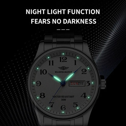Relógio ultrafino vintage, relógio de quartzo à prova d'água com luz noturna atmosférica masculina, dar presente