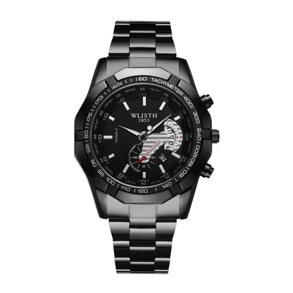 Relógio de quartzo com mostrador grande masculino, cinto de aço, calendário, moda casual, cross-border, comércio exterior