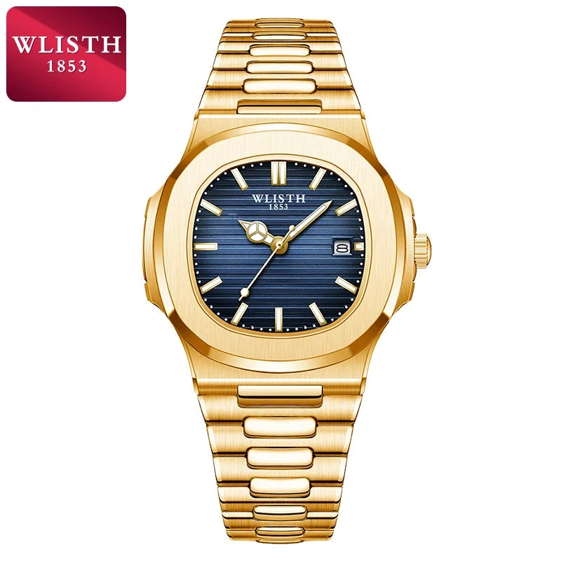 Wlisth relógios masculinos negócios relógios de quartzo moda relógio masculino luminoso à prova dwaterproof água esporte relógios masculino relógio de pulso de aço inoxidável