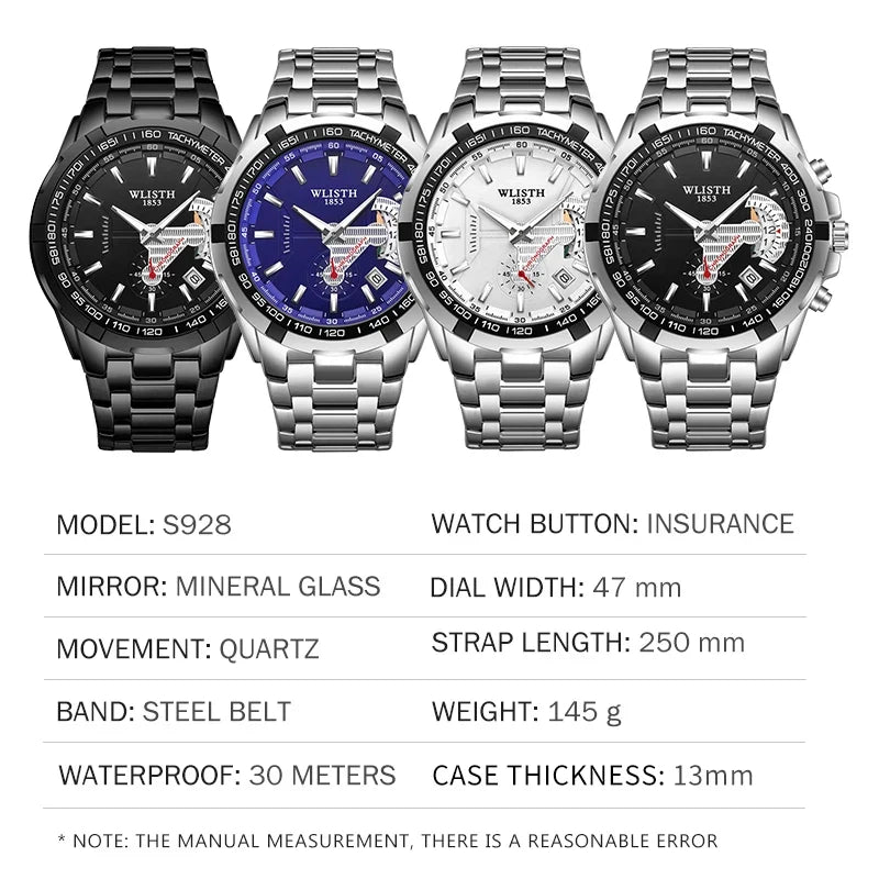 Relógio Masculino Simples e Elegante, Original, Quartz para Negócios ﻿   Relógios de pulso à prova d'água, luminosos, com data e dia da semana, relógio esportivo masculino.