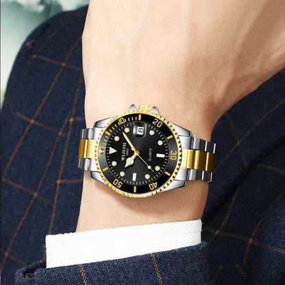 Relógio Masculino Clássico Vermelho e Azul com Lente de Aumento à Prova d'Água, Relógio Esportivo com Data, Relógio de Pulso Quartz Masculino