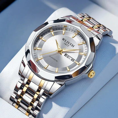 Relógios de negócios para homem, relógio original de luxo com pulseira de aço inoxidável, relógio de pulso masculino com calendário, data, luminoso, casual, relo