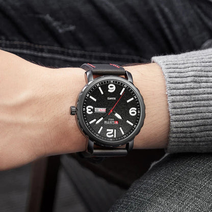 Relógio masculino moda luz noturna relógio de pulso de couro de quartzo relógio casual de negócios relógio esportivo à prova d'água