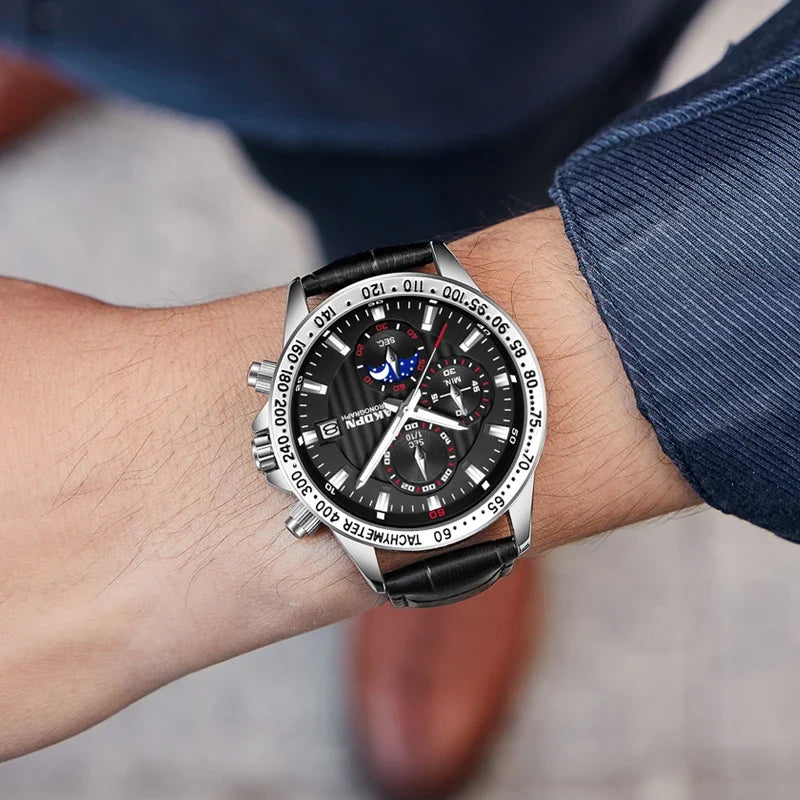 Relógios masculinos relógio de quartzo multifuncional cronógrafo relógios masculino à prova dwaterproof água ponteiro luminoso relógios reloj hombre