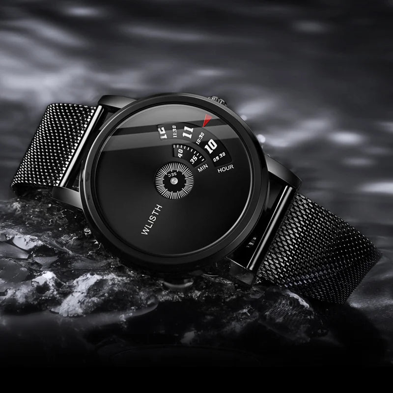 Relógio masculino da marca suíça WLISTH personalizado relógio de pulso com pulseira de aço à prova d'água e elegante