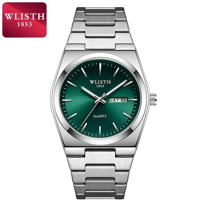 Wlisth relógio masculino de luxo, à prova d'água, fashion, negócios, aço inoxidável, casual, quartzo, esportivo