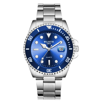 Relógio Masculino Clássico Vermelho e Azul com Lente de Aumento à Prova d'Água, Relógio Esportivo com Data, Relógio de Pulso Quartz Masculino